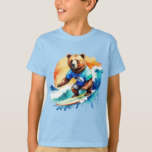 ベアおもしろいサーフィンTシャツ Tシャツ (正面)