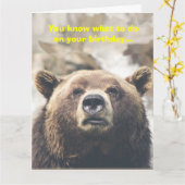 ベアおもしろいジャイアント誕生日カードベアープンカスタム カード (黄色い花)