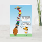 ベアおもしろいーは多くの帽子を着て誕生日 カード (正面)