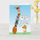 ベアおもしろいーは多くの帽子を着て誕生日 カード (黄色い花)