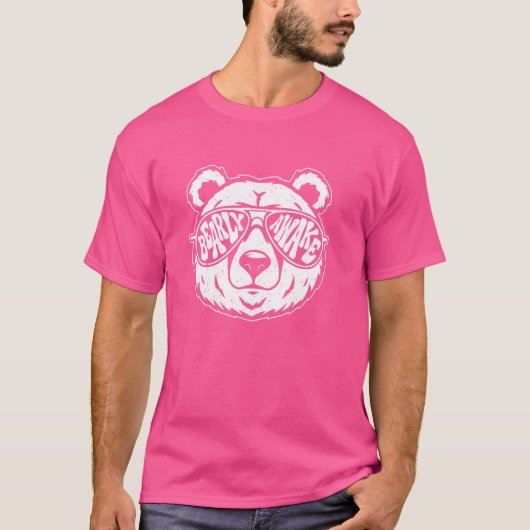 ベアおもしろい顔サングラスBearly Awake Bear Tシャツ (正面)