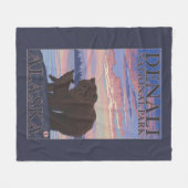 ベアとカブ – アラスカ、デナリ国立公園 フリースブランケット (正面(横))