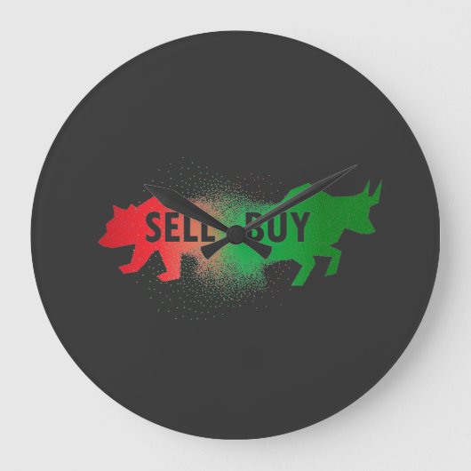 ベアとブル  ラージ壁時計 (正面)