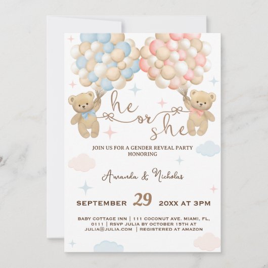 ベアの性別発表 招待状 (正面)