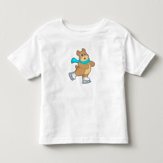 ベアアイススケートで滑るアイススケート トドラーTシャツ (正面)