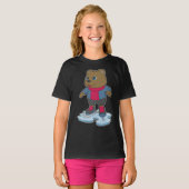 ベアアイススケートで滑るアイススケート Tシャツ (正面フル)