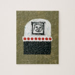 ベアアイズビージグソーパズル ジグソーパズル<br><div class="desc">黒と白のクマおもしろいの抽象芸術シェイプの上に大きな赤いドットはっきりした、上に白い引っ掻かれた要素、下に黒と白のドット、すべて茶色の金ゴールドテクスチャの背景に白と黒のスケッチ。</div>