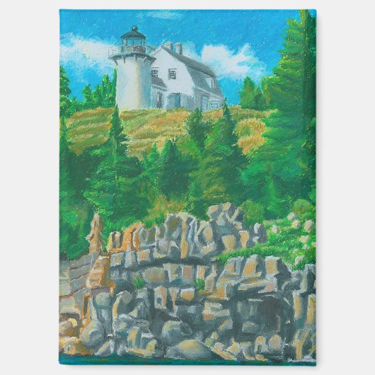 ベアアイランド灯台の絵画 マグネット (正面)