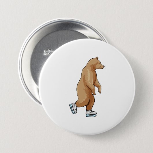 ベアアットアイススケートで滑るとアイススケート 缶バッジ (正面&裏面)