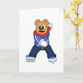 ベアアットアイススケートで滑る カード (黄色い花)