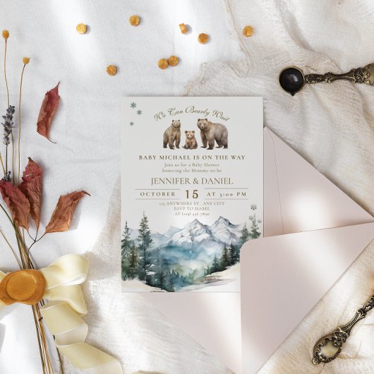 ベアアドベンチャーウィンターマウンテンズベビーシャワー 招待状