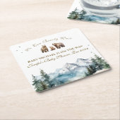 ベアアドベンチャースノーウィーマウンテンズベビーシャワー スクエアペーパーコースター (アングル)