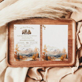 ベアアドベンチャー秋マウンテンズニュートラルベビーシャワー 招待状