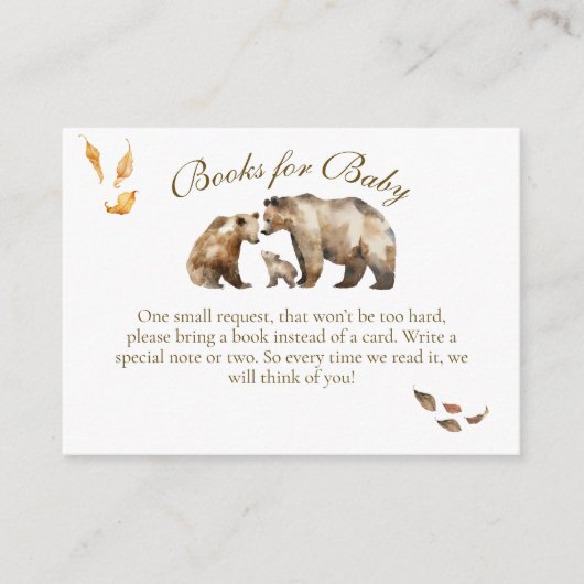 ベアアドベンチャー秋マウンテンニュートラルベビーシャワー エンクロージャーカード (正面)