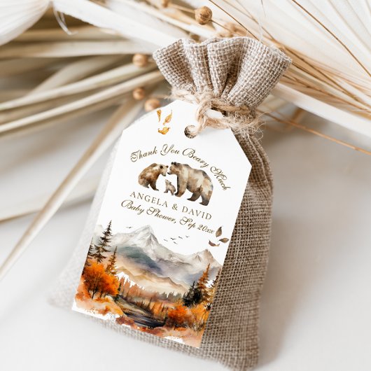 ベアアドベンチャー秋マウンテンニュートラルベビーシャワー ギフトタグ