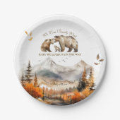 ベアアドベンチャー秋マウンテンニュートラルベビーシャワー ペーパープレート (正面)