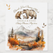 ベアアドベンチャー秋マウンテンニュートラルベビーシャワー ワインラベル (シングルラベル)