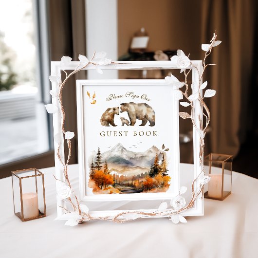 ベアアドベンチャー秋マウンテンベビーシャワーゲスト ポスター