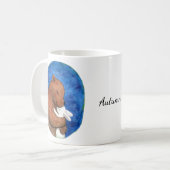 ベアアンドバニーハギングアニバーサリー名前をカスタムする コーヒーマグカップ (正面左)