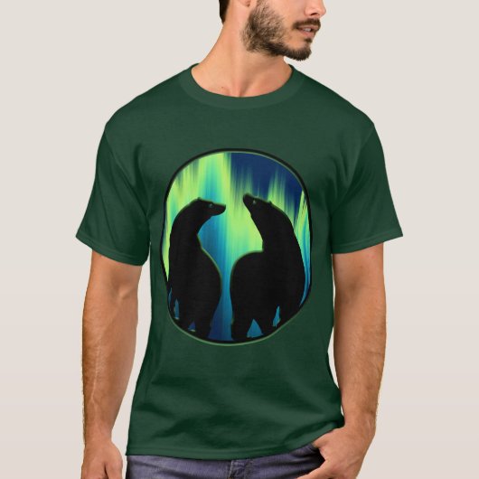 ベアアートシャツNorthern LightsクマTシャツギフト Tシャツ (正面)
