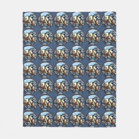 ベアアートブランケット先住民アートベアブランケット フリースブランケット (正面)