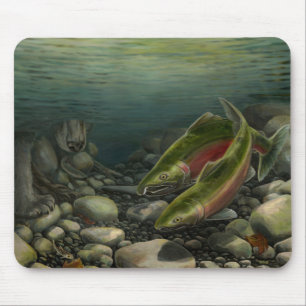 ベアアートマウスパッド魚釣り絵画ズデコール マウスパッド