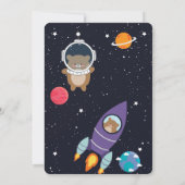 ベアイン宇宙ベイビーシャワー宇宙ネイビー銀河系 招待状 (裏面)