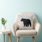 ベアウィルダネスグレーアンドホワイトストライプ装飾用クッション クッション (椅子)