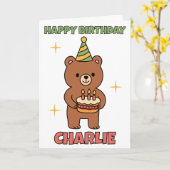 ベアウィングお誕生日ケーキパーティー誕生日 カード (黄色い花)