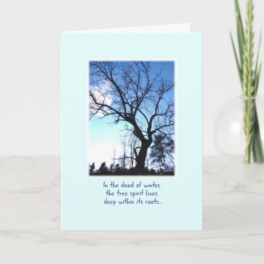 ベアウィンターツリーオンブルー淡い色の勇気付けられる カード (正面)