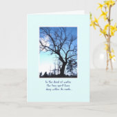 ベアウィンターツリーオンブルー淡い色の勇気付けられる カード (黄色い花)