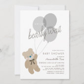 ベアウェイベアグレイ男女兼用ベビーシャワー 招待状 (正面)