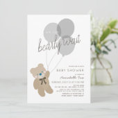 ベアウェイベアグレイ男女兼用ベビーシャワー 招待状 (スタンド正面)