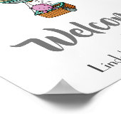 ベアウェルカムベビーシャワー付き熱気球 ポスター (角)