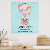 ベアウォーターで彩られた可愛い熱気球 ポスター (キッチン)