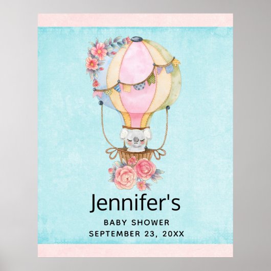 ベアウォーターで彩られた可愛い熱気球 ポスター (正面)