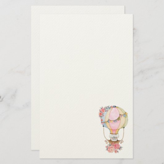 ベアウォーター付き可愛い風船スタチオン 便箋 (正面/裏面)