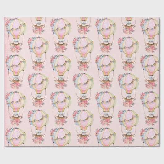 ベアウォーター付き可愛い風船ラッピング ラッピングペーパー (フラット)