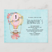 ベアウォーター付き可愛い風船誕生日 インビテーションポストカード (正面)