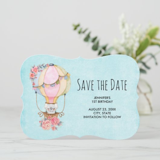 ベアウォーター付き可愛い風船誕生日 セーブザデート (スタンド正面)