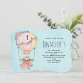 ベアウォーター付き可愛い風船誕生日 招待状 (スタンド正面)