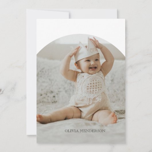 ベアウォーター色第1の誕生日 男女兼用 招待状 (裏面)