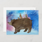 ベアウッドランド動物友達芸術はがき ポストカード (正面/裏面)
