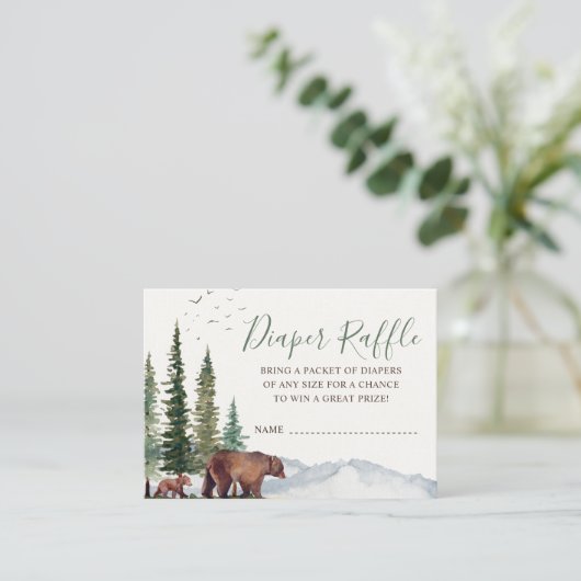 ベアウッドランド赤ちゃんシャワーおむつラッフル エンクロージャーカード (スタンド正面)
