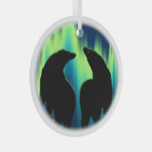 ベアオーナメントパーソナライズされたオーロラベアーズデコレーション ガラスオーナメント (正面右)