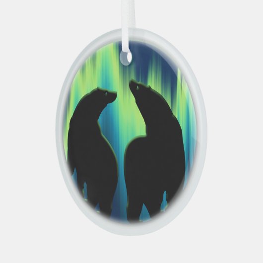 ベアオーナメントパーソナライズされたオーロラベアーズデコレーション ガラスオーナメント (正面左)
