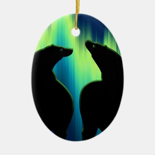 ベアオーナメントパーソナライズされたワイルドライフアートデコレーション セラミックオーナメント (正面)