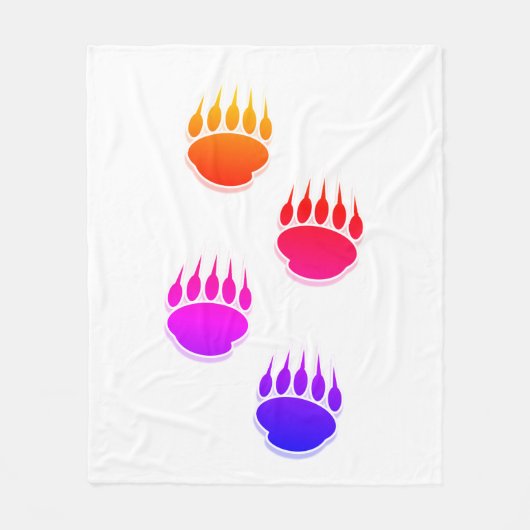 ベアカラフルポーはセラミックタイルの丸時計を印刷 フリースブランケット (正面)