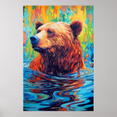 ベアカラフル抽象芸術絵画ズキャビンアート ポスター (正面)