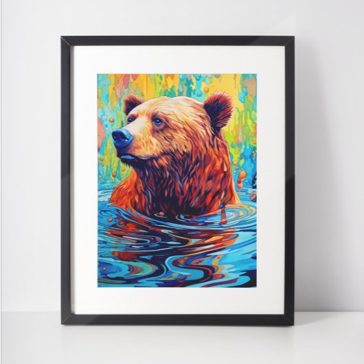 ベアカラフル抽象芸術絵画ズキャビンアート ポスター